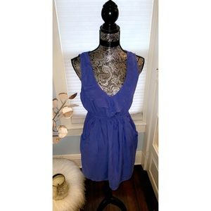 Blue-purple mini sun dress with pockets